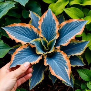 Хоста Океан Вью купить по цене от 960р. в интернет-магазине «Посадика» с доставкой почтой в в Эртилье и по всей России – [изображение №1].